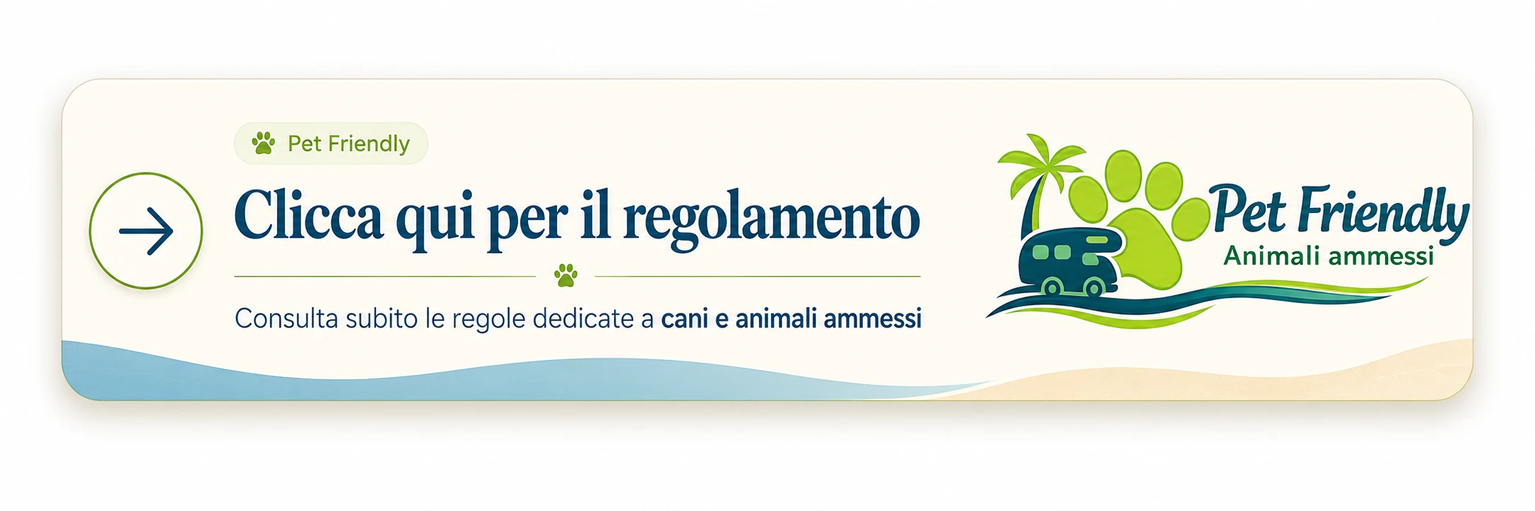 Banner Pet Friendly per consultare il regolamento dedicato agli animali